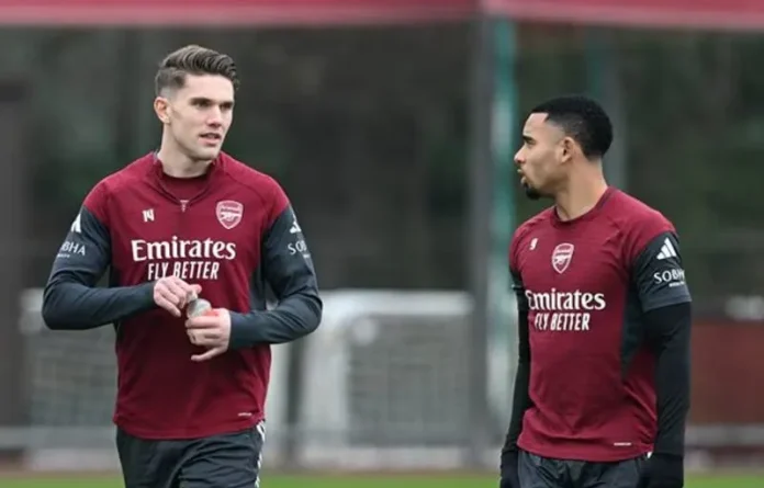 Gabriel Jesus dan Viktor Gyökeres menjalani sesi latihan Arsenal menjelang laga Liga Champions kontra Inter Milan.-2026 (1)
