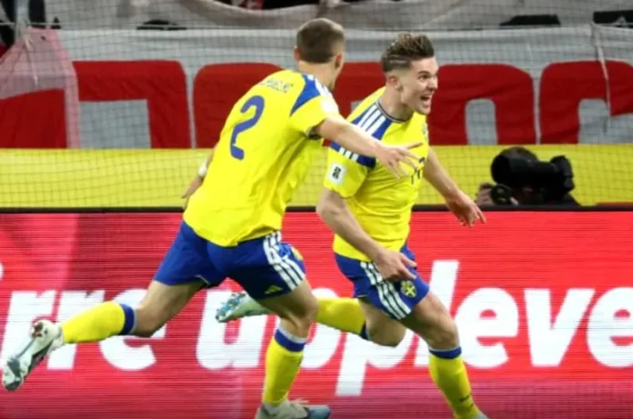 Viktor Gyokeres mencetak gol penentu kemenangan Swedia 3-2 atas Polandia dalam laga play-off kualifikasi Piala Dunia FIFA 2026 di Friends Arena, Solna, 31 Maret 2026 (1)
