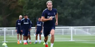 Pemain Tottenham Hotspur menjalani latihan jelang menghadapi Nottingham Forest di pekan ketiga Premier League 2026/2027.