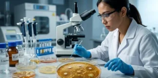 Peneliti memeriksa bakteri di laboratorium untuk mendeteksi resistansi antibiotik-foto ilustrasi.